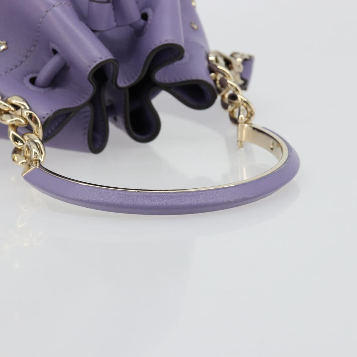 Jimmy Choo Purse Shoulder Bag Leather 2way Purple Gold Auth bs35503A