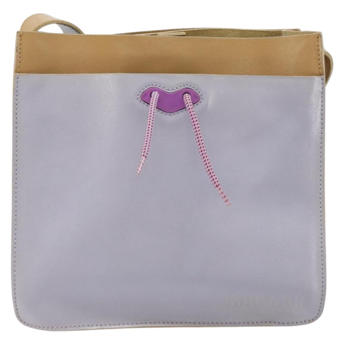 Miu Miu Shoulder Bag Leather Purple Auth bs35504