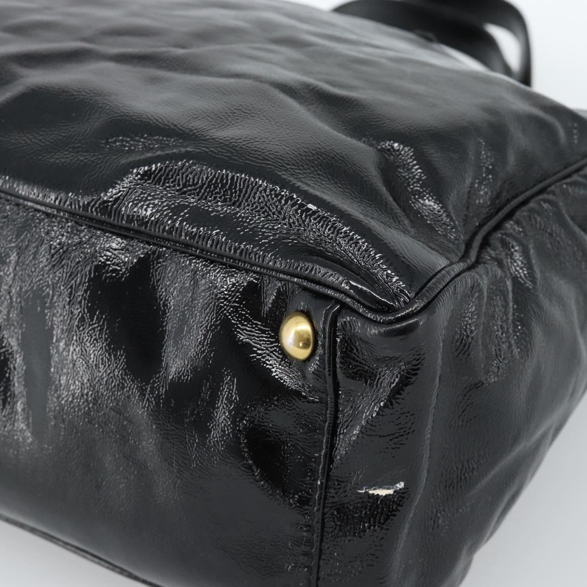 SAINT LAURENT Tote Bag Patent Leather Black Gold Auth bs35505