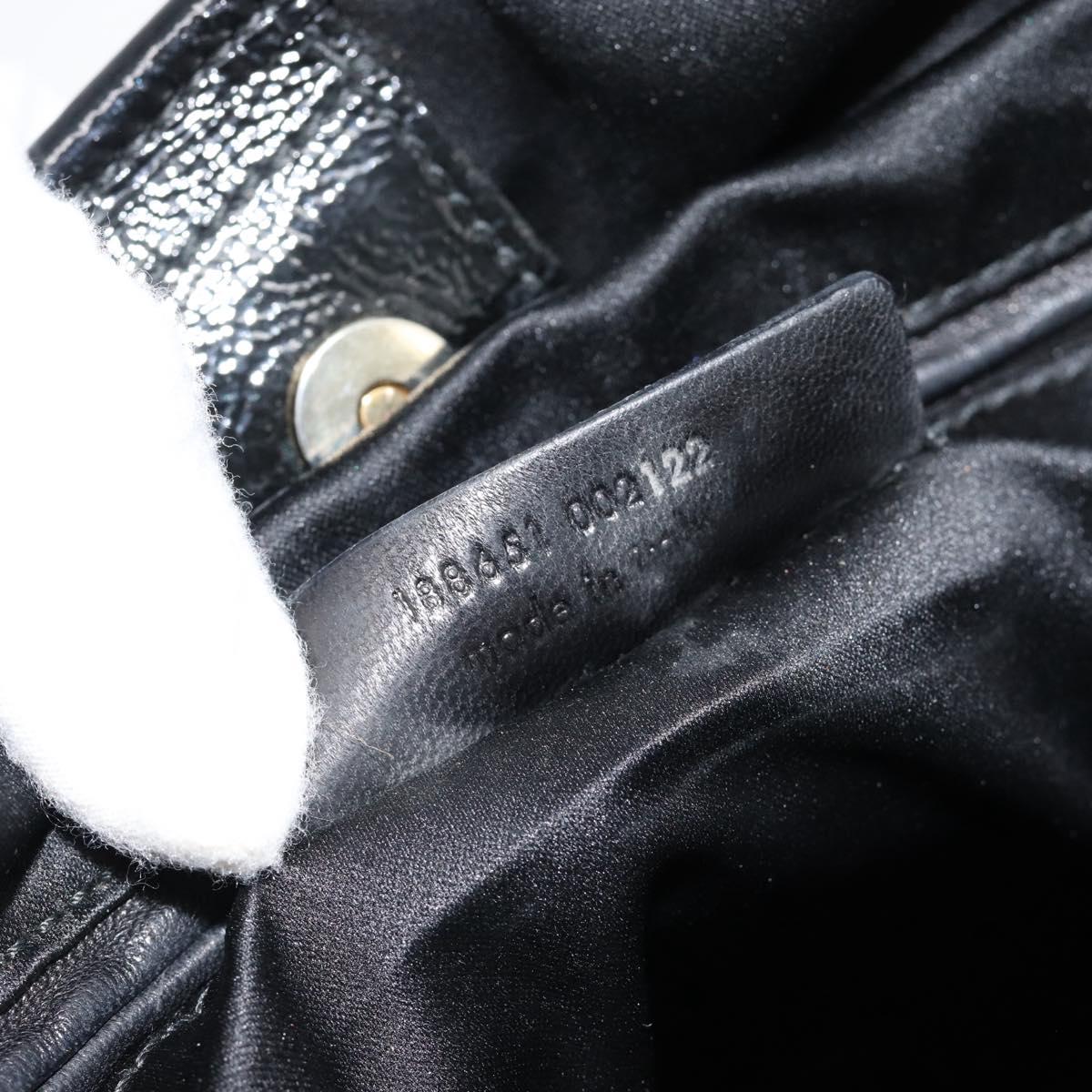 SAINT LAURENT Tote Bag Patent Leather Black Gold Auth bs35505