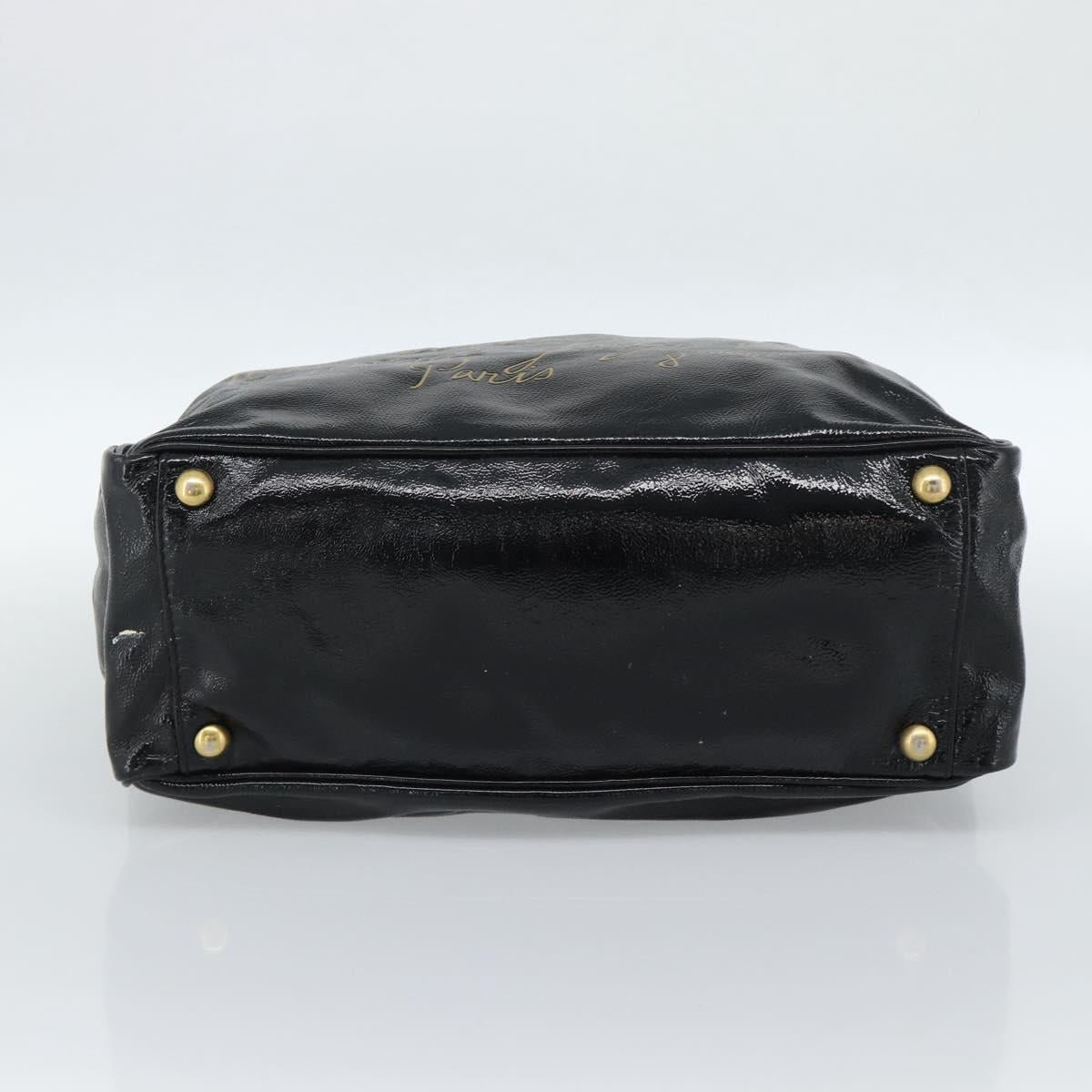 SAINT LAURENT Tote Bag Patent Leather Black Gold Auth bs35505