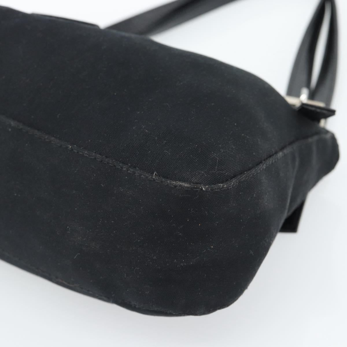 FENDI Mamma Baguette Shoulder Bag Cotton Jersey Black Silver Auth bs35506