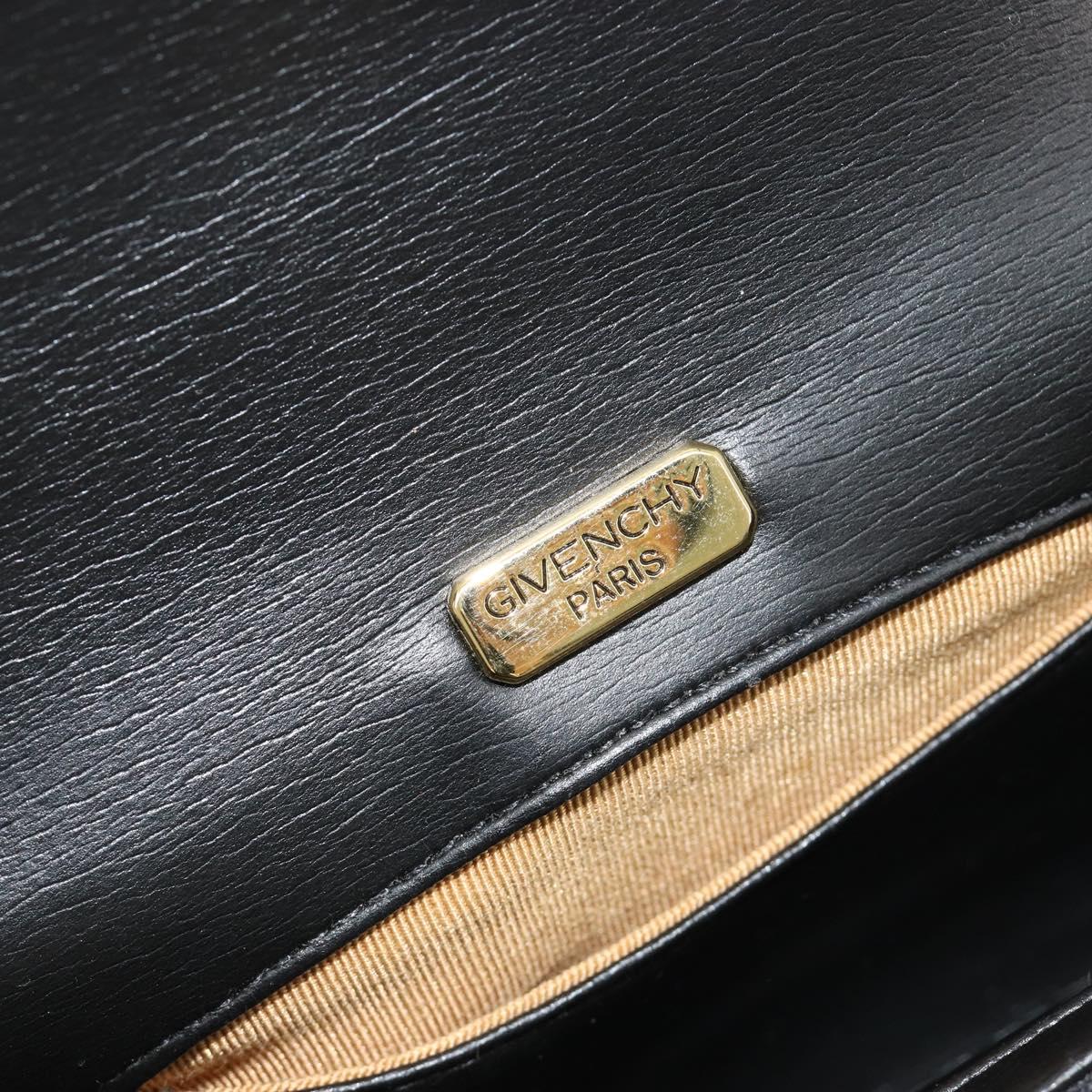 GIVENCHY Shoulder Bag Canvas Black Gold Auth bs35507