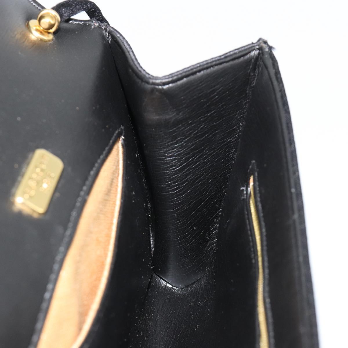 GIVENCHY Shoulder Bag Canvas Black Gold Auth bs35507