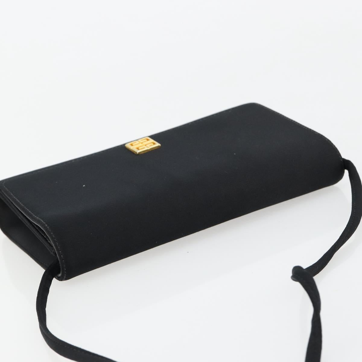 GIVENCHY Shoulder Bag Canvas Black Gold Auth bs35507