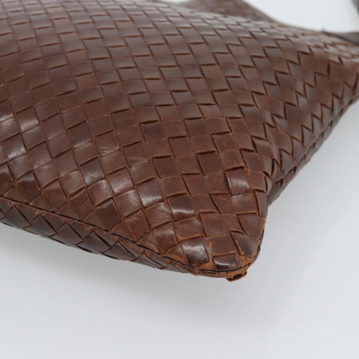 BOTTEGA VENETA INTRECCIATO Shoulder Bag Leather Brown Gold Auth bs35508