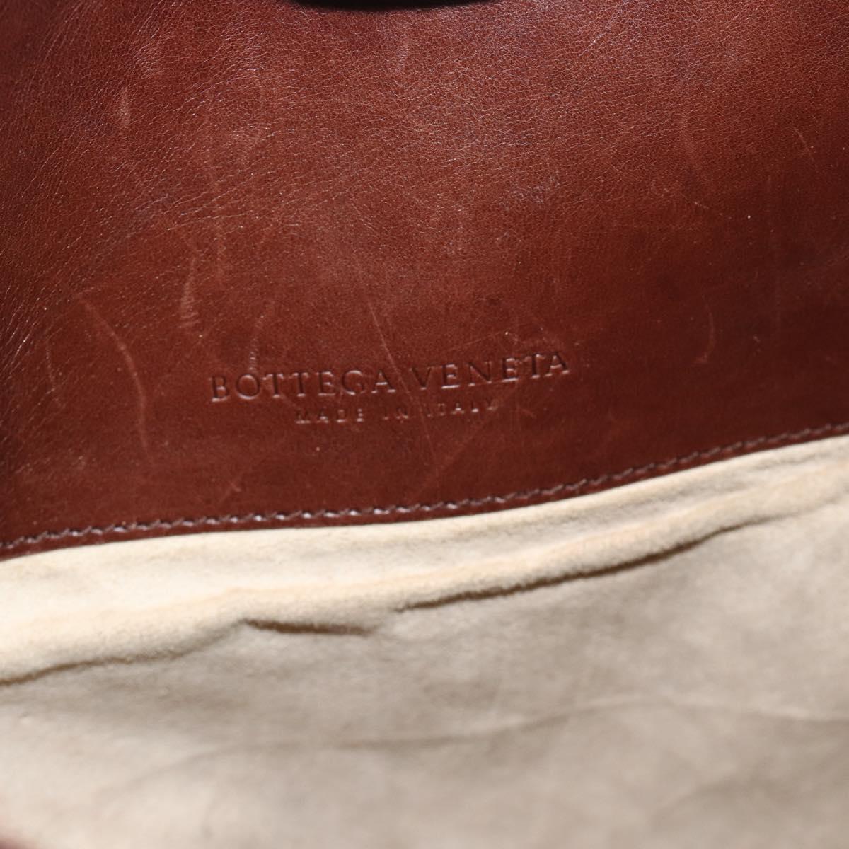 BOTTEGA VENETA INTRECCIATO Shoulder Bag Leather Brown Gold Auth bs35508