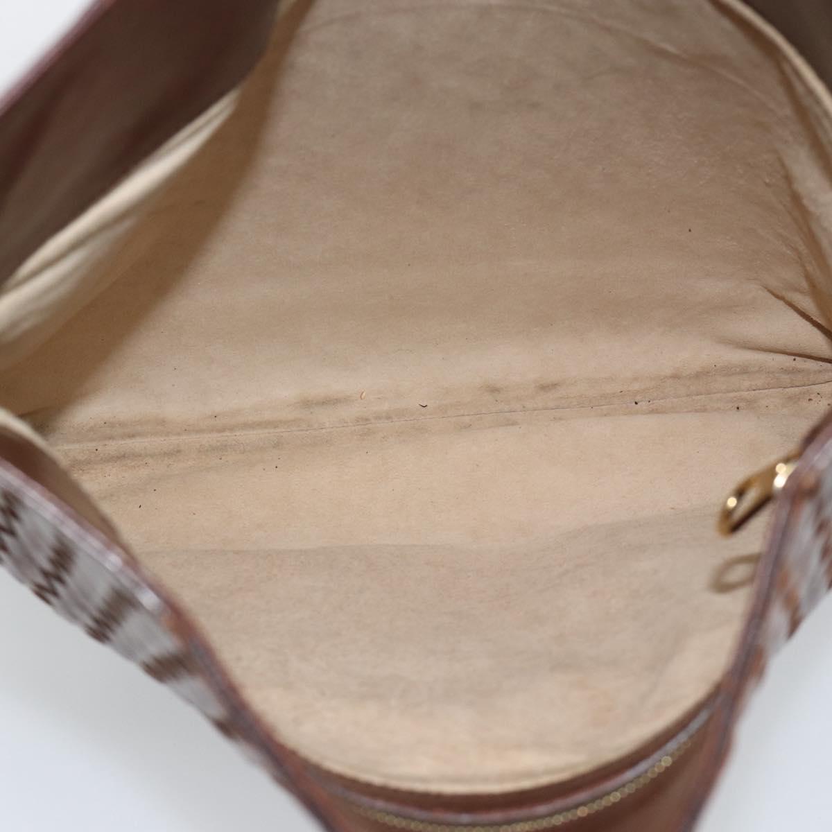 BOTTEGA VENETA INTRECCIATO Shoulder Bag Leather Brown Gold Auth bs35508