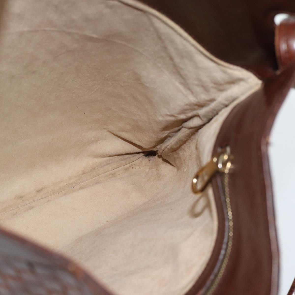 BOTTEGA VENETA INTRECCIATO Shoulder Bag Leather Brown Gold Auth bs35508