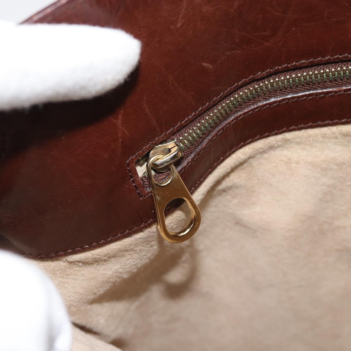 BOTTEGA VENETA INTRECCIATO Shoulder Bag Leather Brown Gold Auth bs35508
