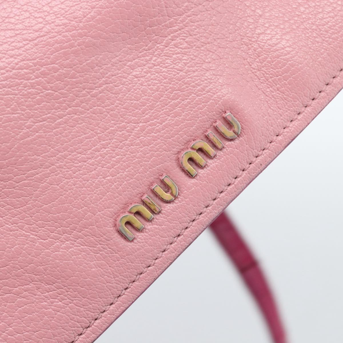 Miu Miu Madras Hand Bag Leather 2way Pink Gold Auth bs35509