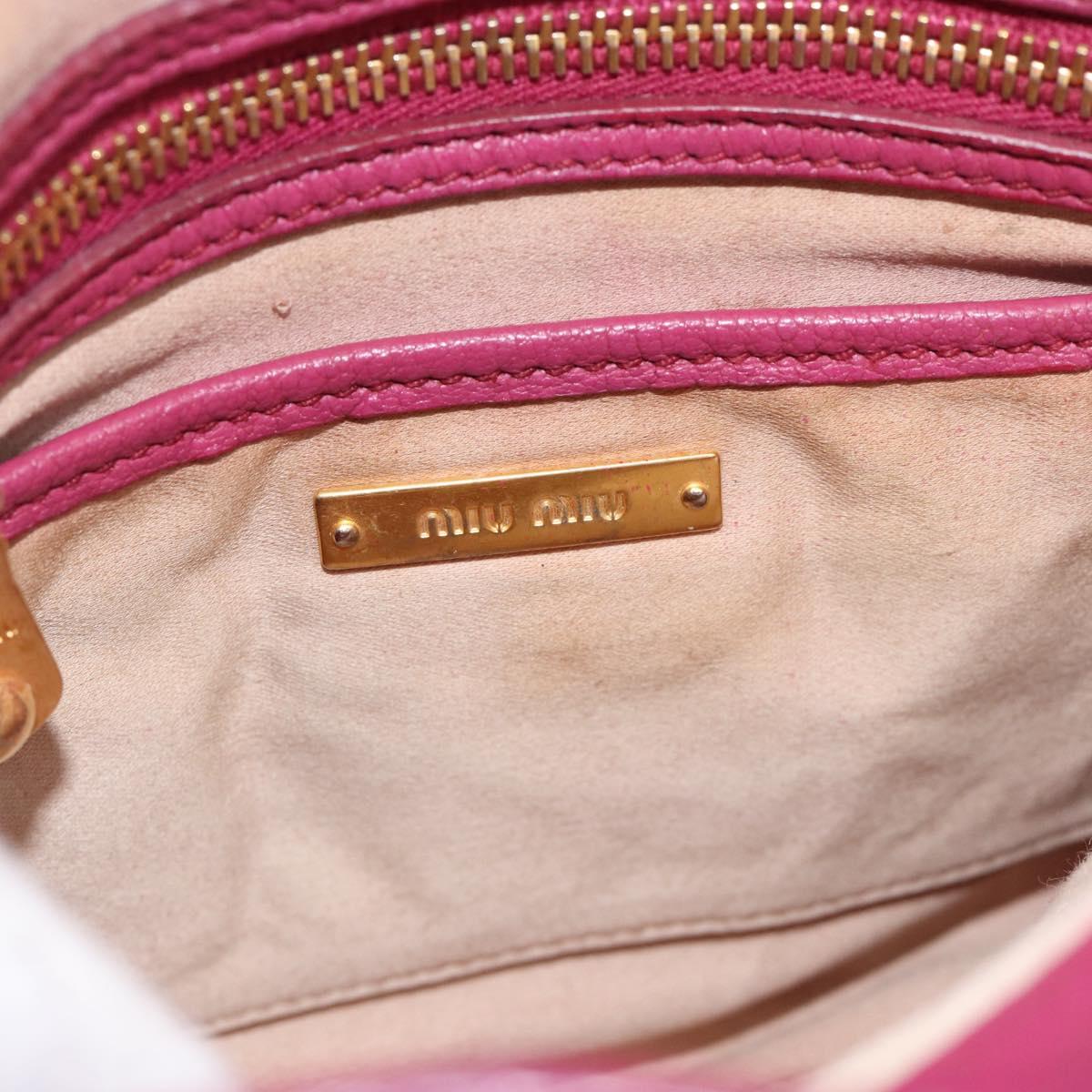 Miu Miu Madras Hand Bag Leather 2way Pink Gold Auth bs35509