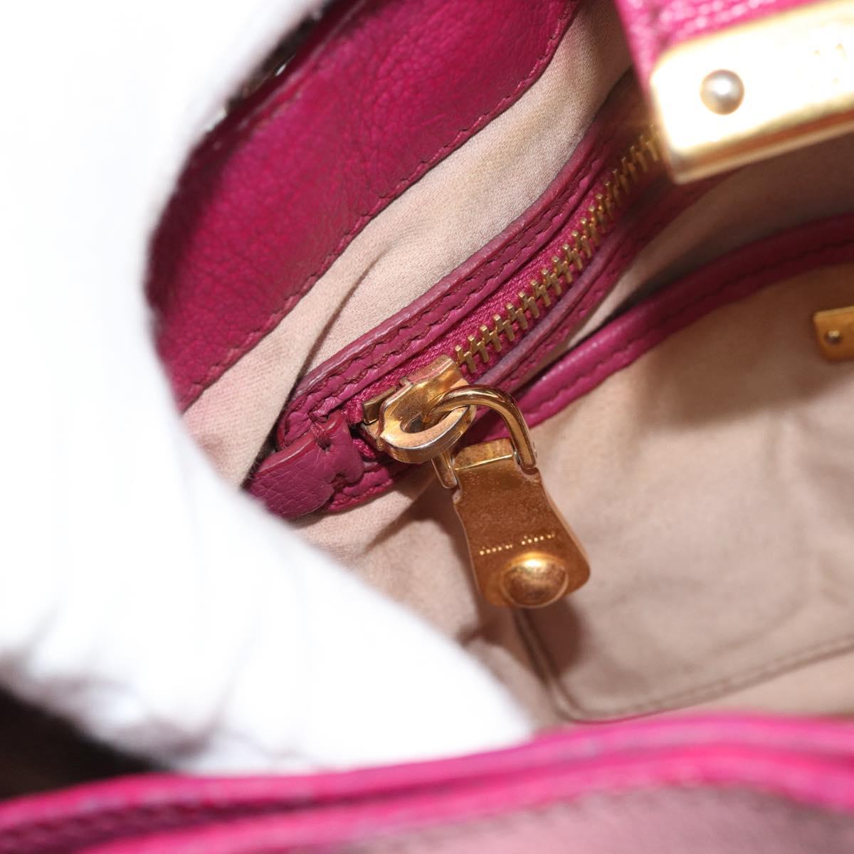 Miu Miu Madras Hand Bag Leather 2way Pink Gold Auth bs35509