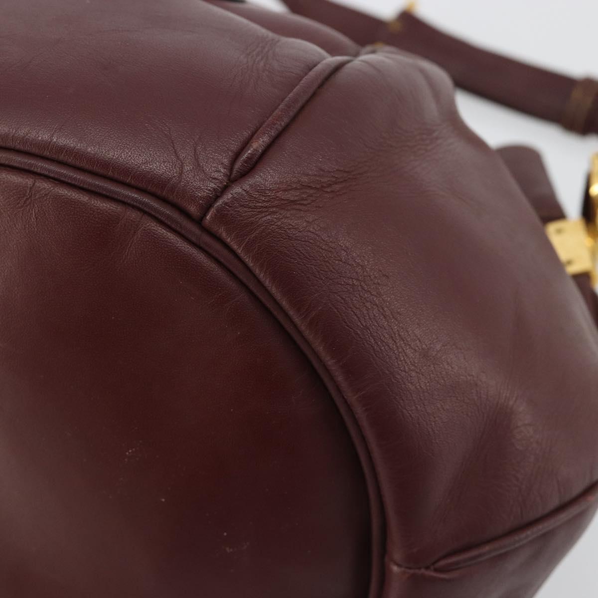 CARTIER Must Line Purse Shoulder Bag Leather Bordeaux Gold Auth bs35510