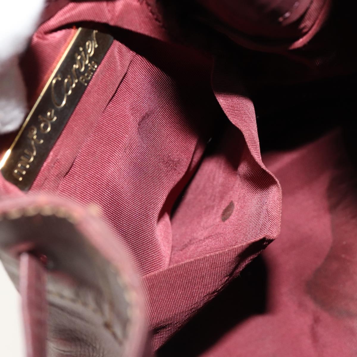 CARTIER Must Line Purse Shoulder Bag Leather Bordeaux Gold Auth bs35510