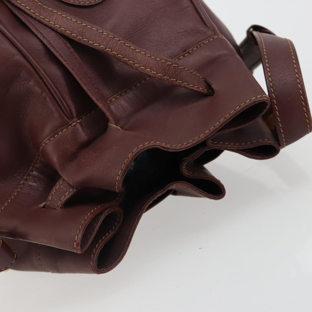 CARTIER Must Line Purse Shoulder Bag Leather Bordeaux Gold Auth bs35510