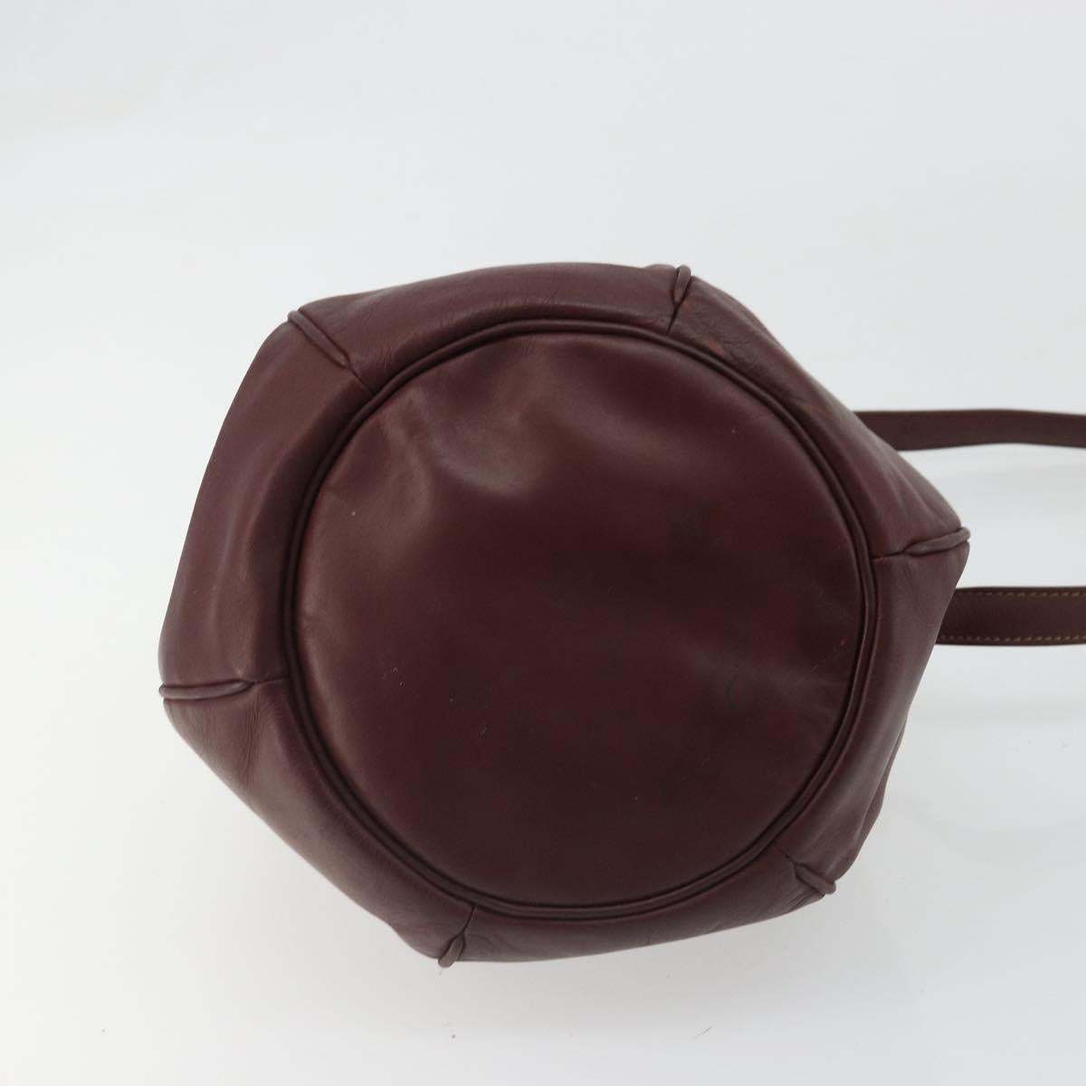 CARTIER Must Line Purse Shoulder Bag Leather Bordeaux Gold Auth bs35510