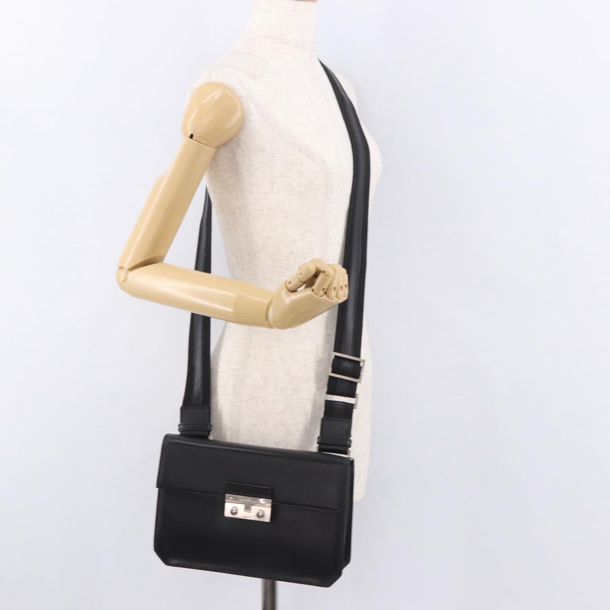 Salvatore Ferragamo Shoulder Bag Leather Black Silver Auth bs35511