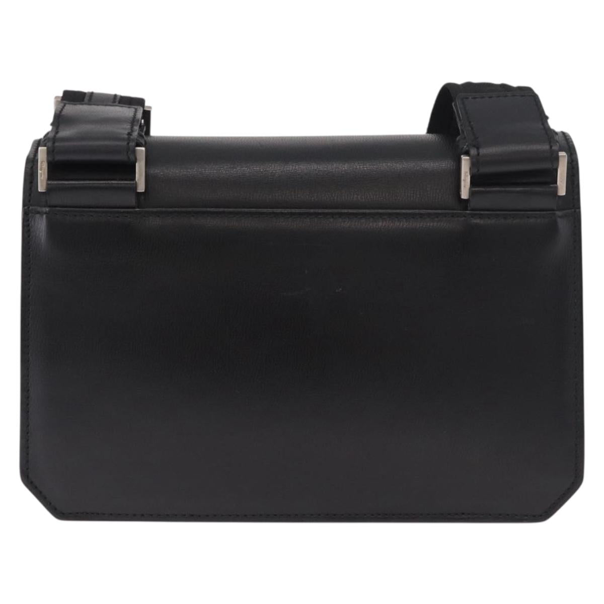 Salvatore Ferragamo Shoulder Bag Leather Black Silver Auth bs35511