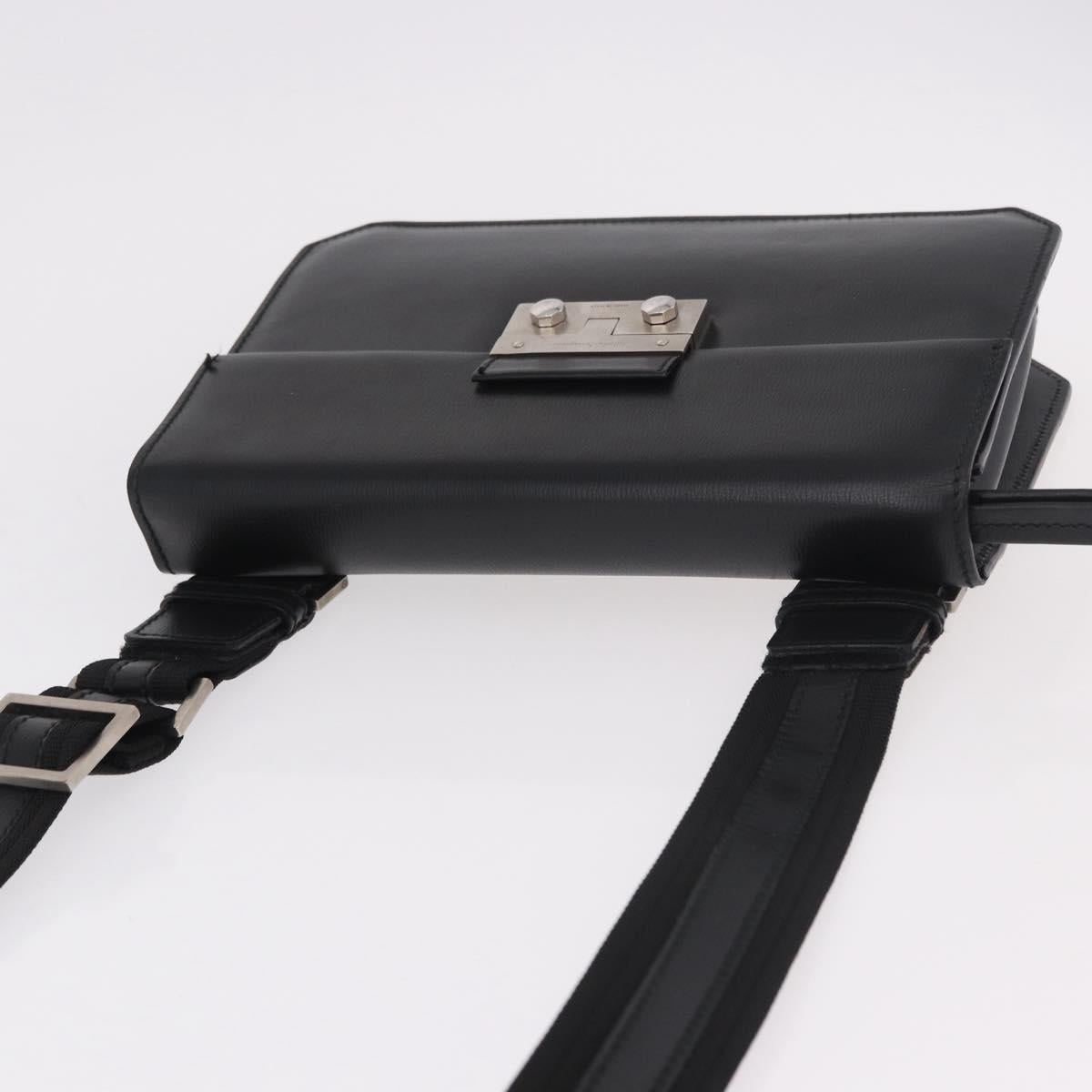 Salvatore Ferragamo Shoulder Bag Leather Black Silver Auth bs35511