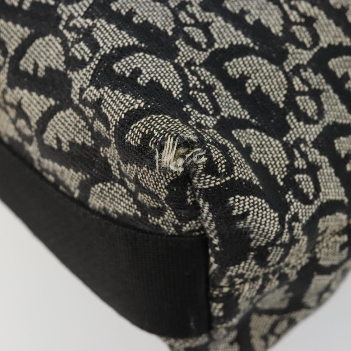 Christian Dior Trotter Canvas Shoulder Bag Black Silver Auth bs35512