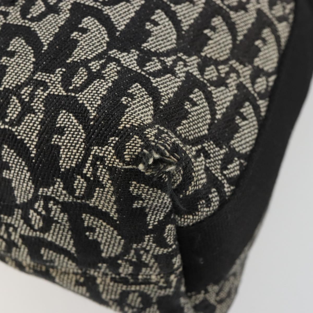 Christian Dior Trotter Canvas Shoulder Bag Black Silver Auth bs35512