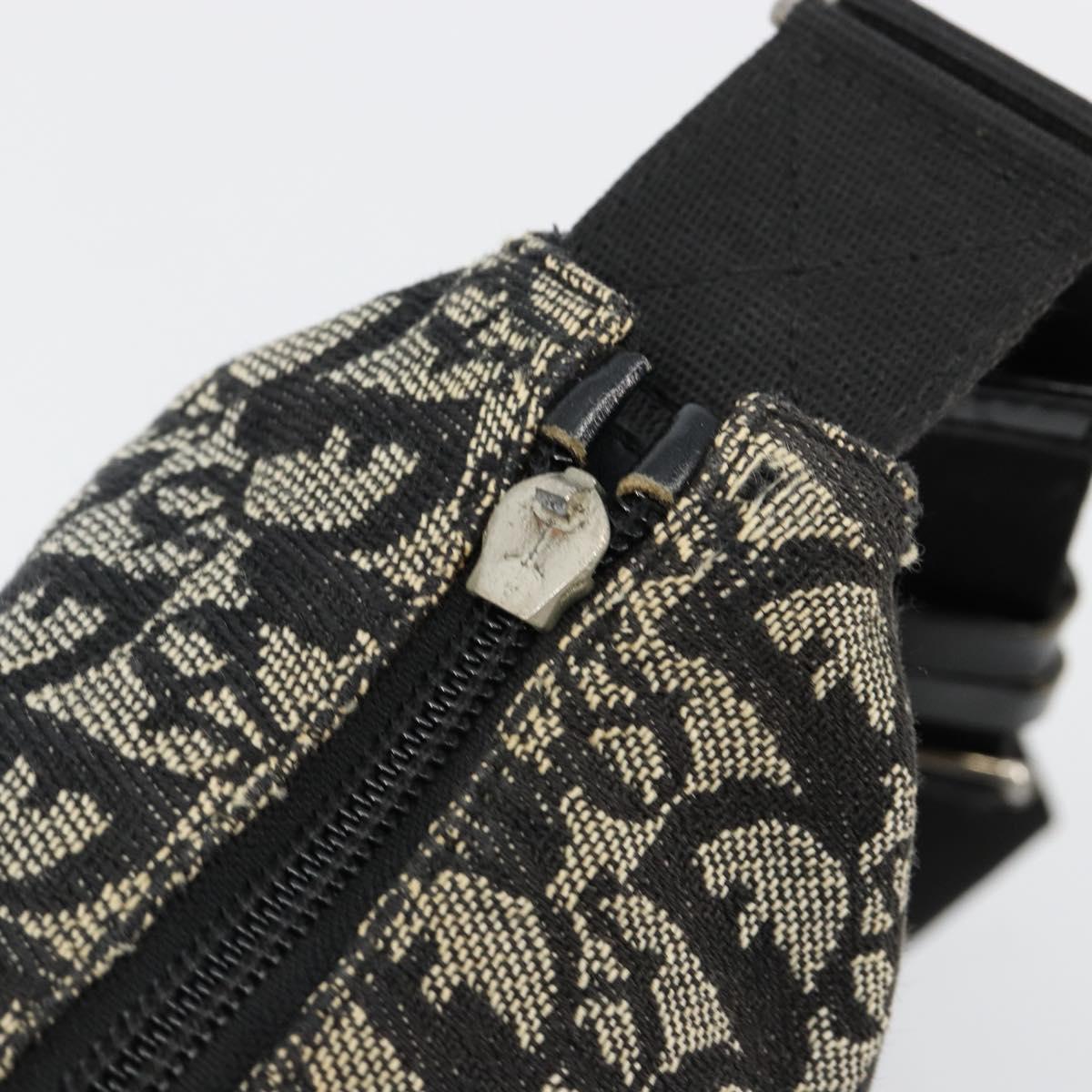 Christian Dior Trotter Canvas Shoulder Bag Black Silver Auth bs35512