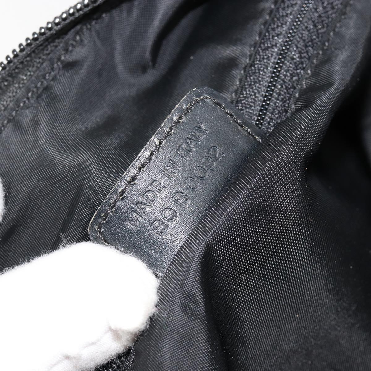 Christian Dior Trotter Canvas Shoulder Bag Black Silver Auth bs35512