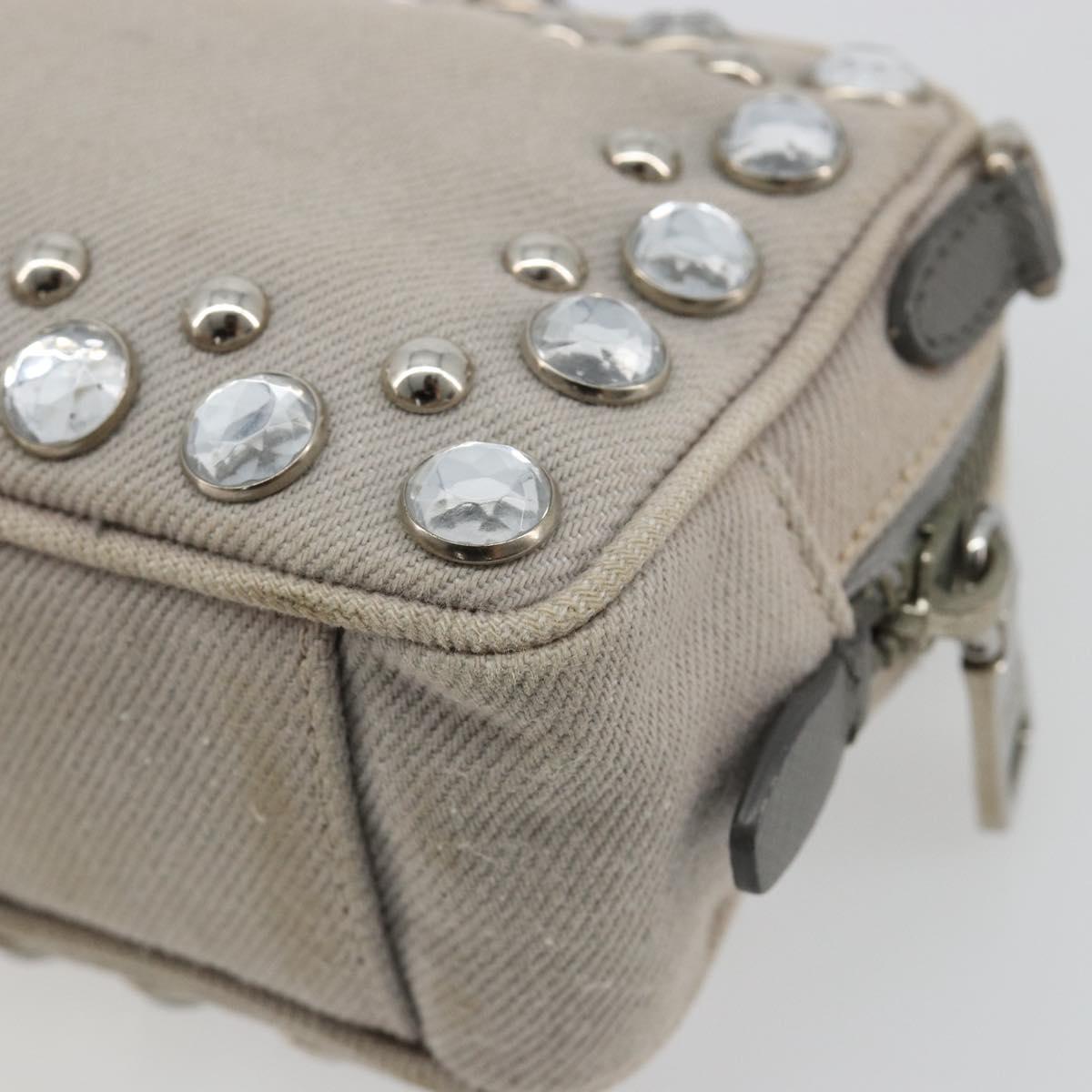PRADA Pouch Canvas Gray Silver Auth bs35514