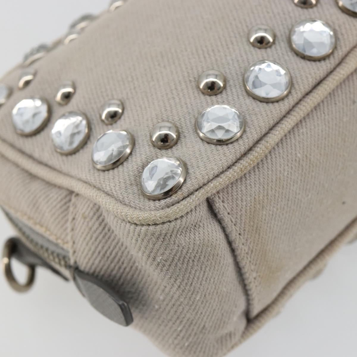 PRADA Pouch Canvas Gray Silver Auth bs35514