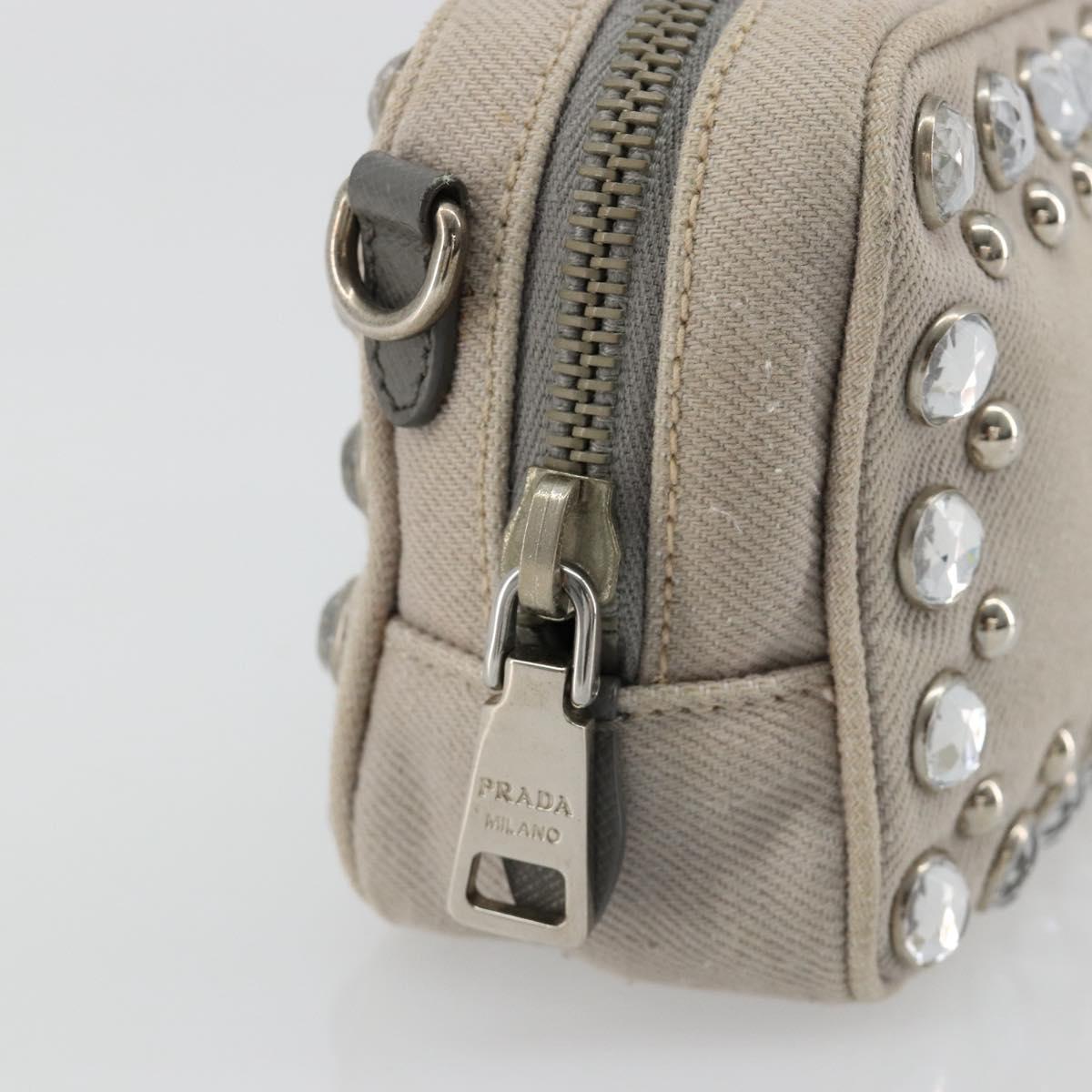 PRADA Pouch Canvas Gray Silver Auth bs35514