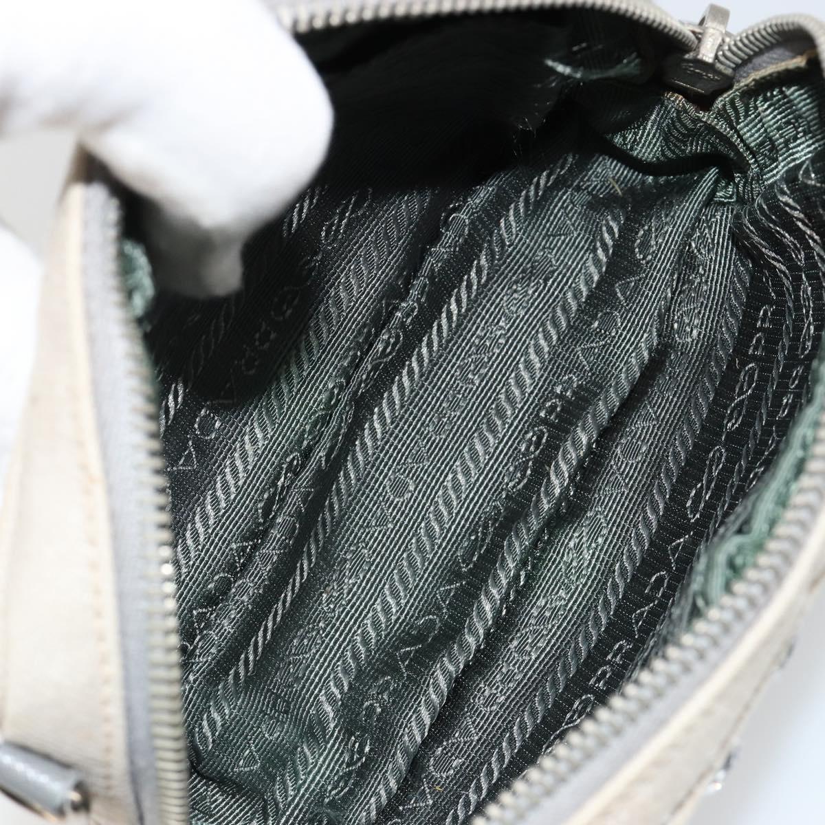 PRADA Pouch Canvas Gray Silver Auth bs35514