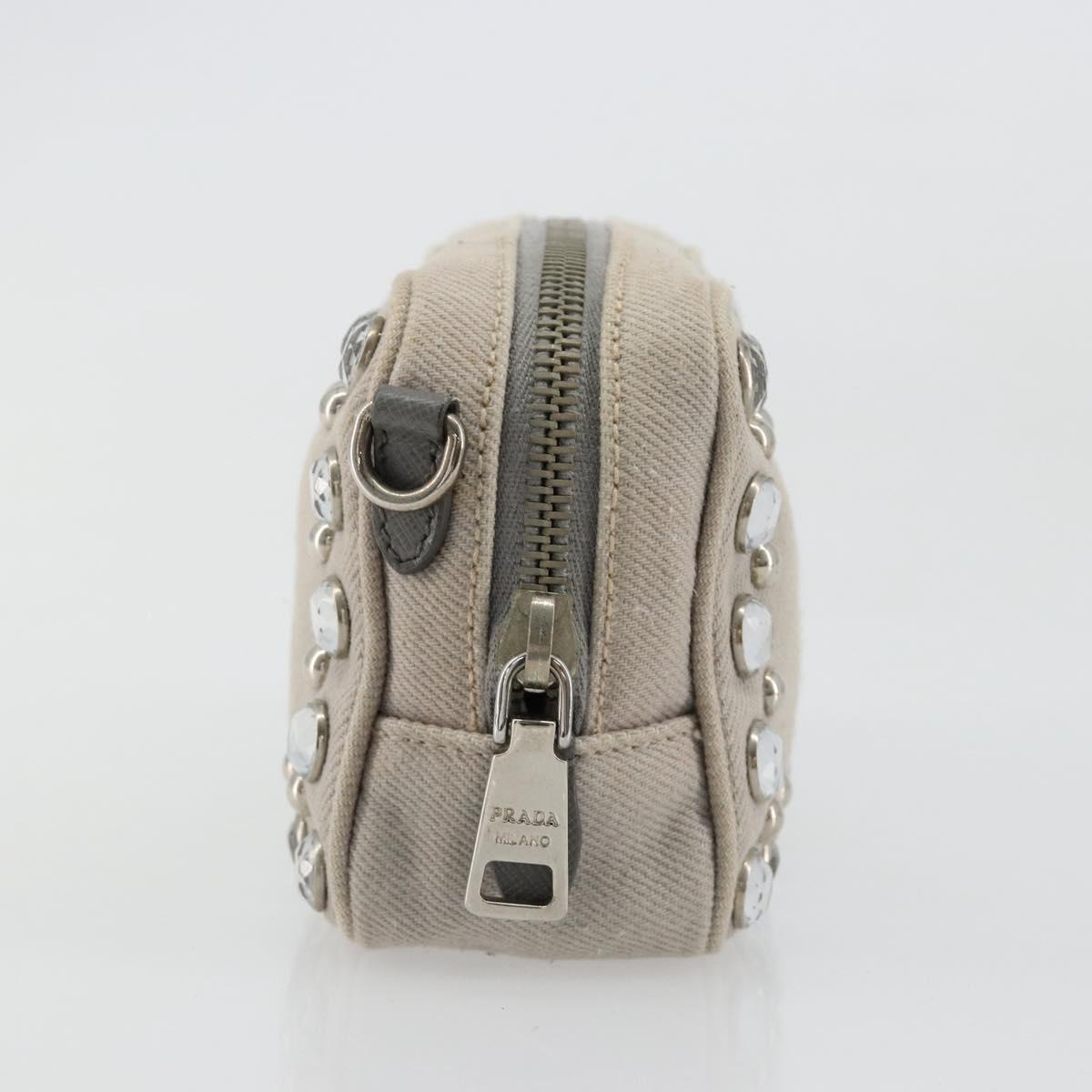 PRADA Pouch Canvas Gray Silver Auth bs35514