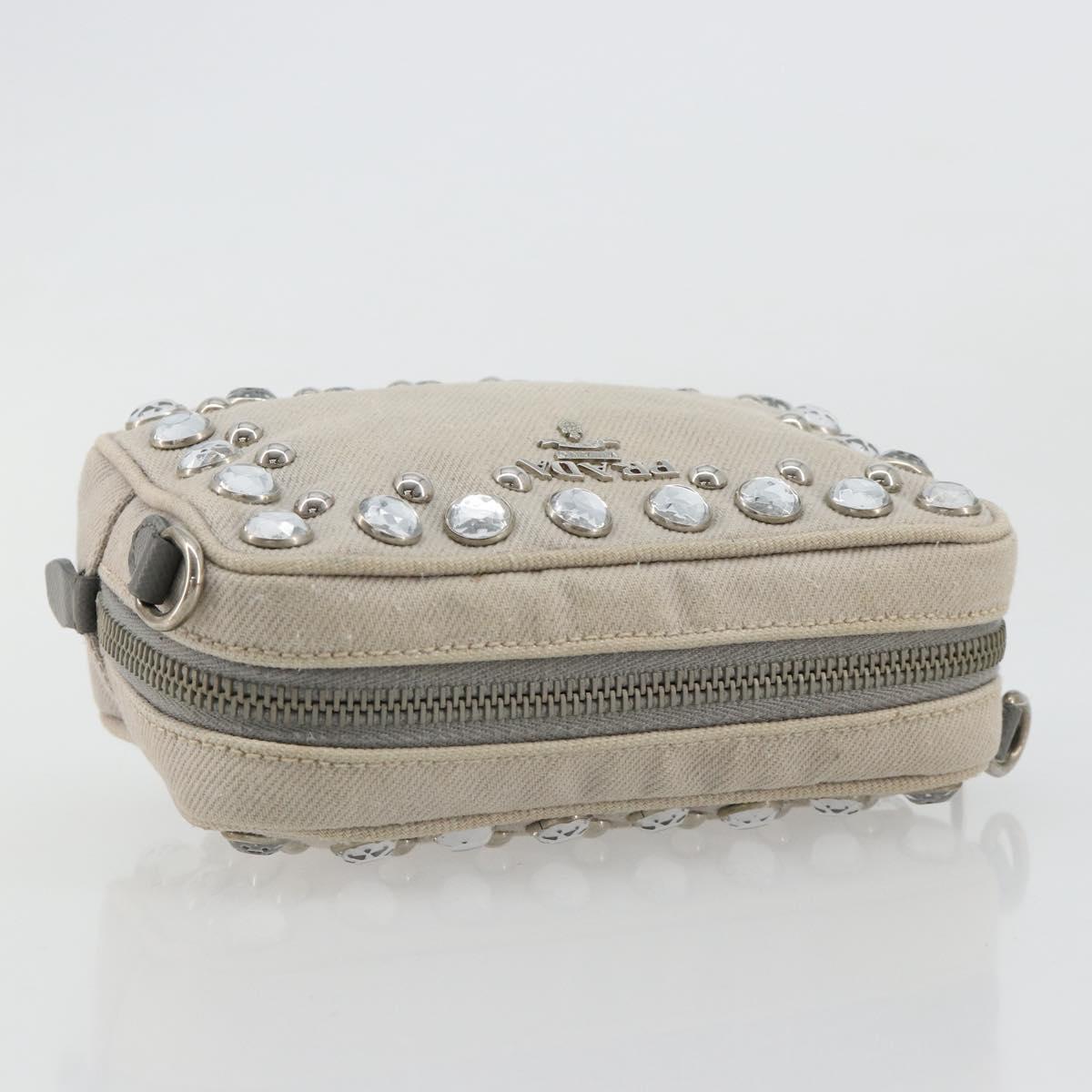 PRADA Pouch Canvas Gray Silver Auth bs35514