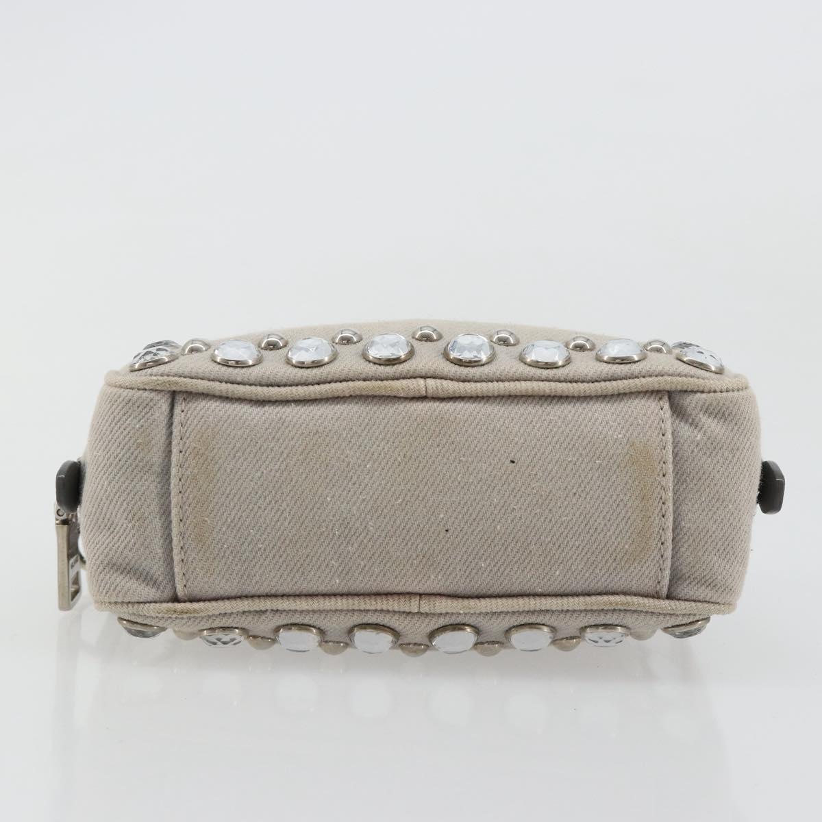 PRADA Pouch Canvas Gray Silver Auth bs35514