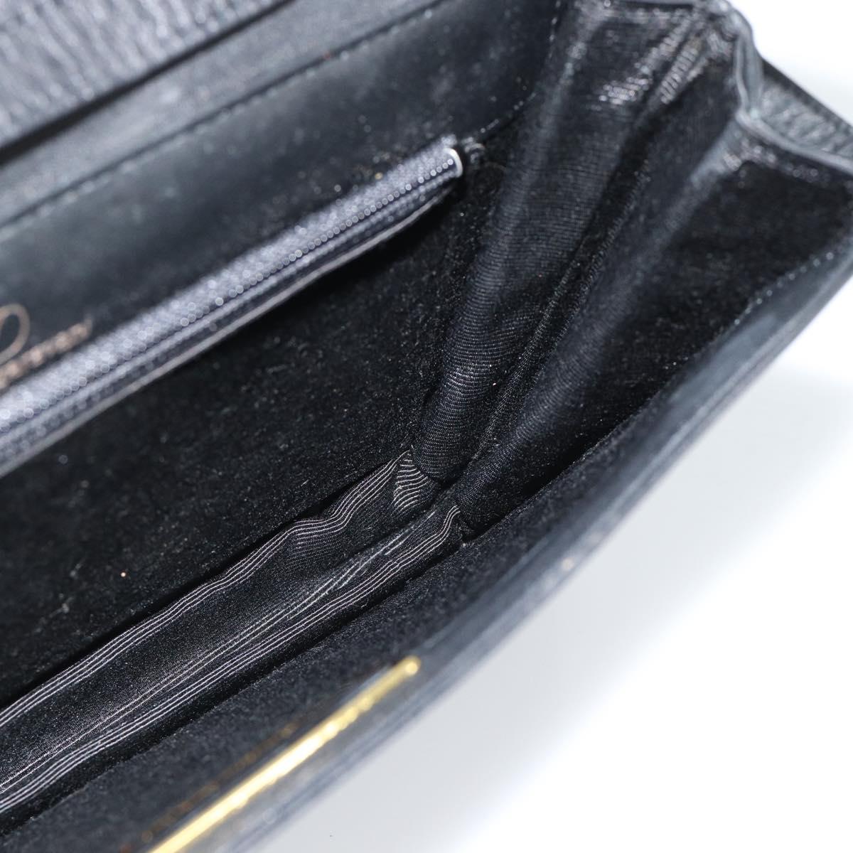 VALENTINO Shoulder Bag Leather Black Gold Auth bs35515