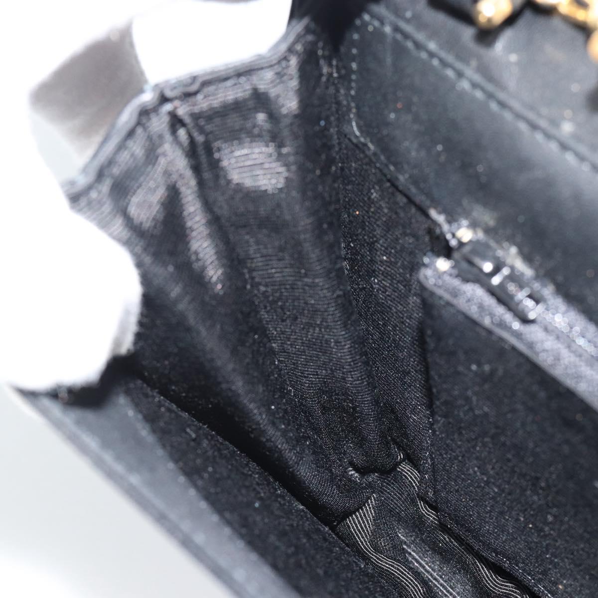 VALENTINO Shoulder Bag Leather Black Gold Auth bs35515