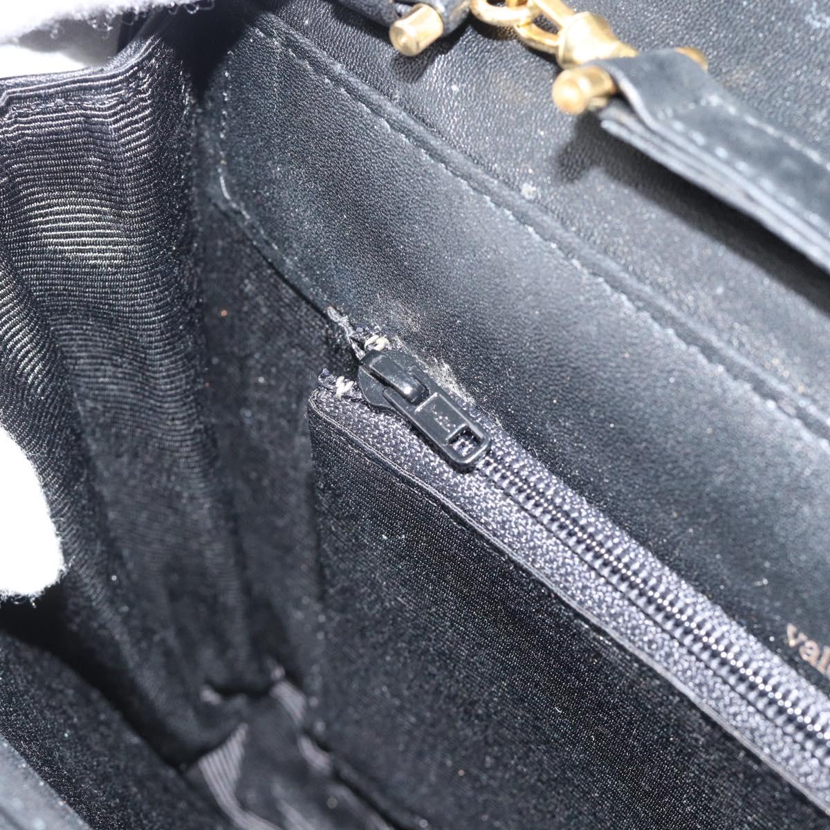 VALENTINO Shoulder Bag Leather Black Gold Auth bs35515