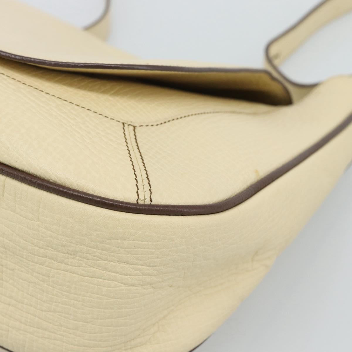 LOEWE Shoulder Bag Leather Ivory Silver Auth bs35516