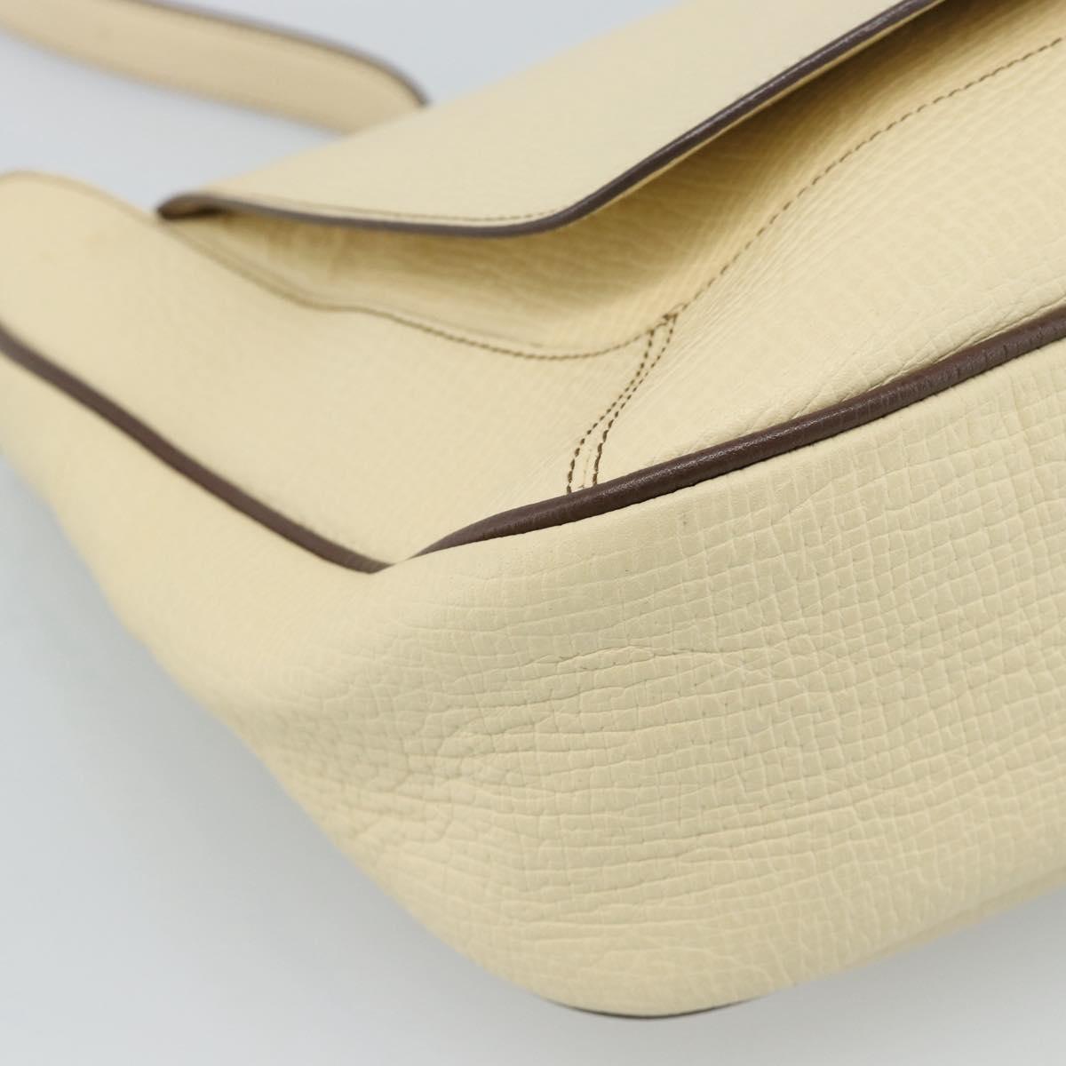 LOEWE Shoulder Bag Leather Ivory Silver Auth bs35516