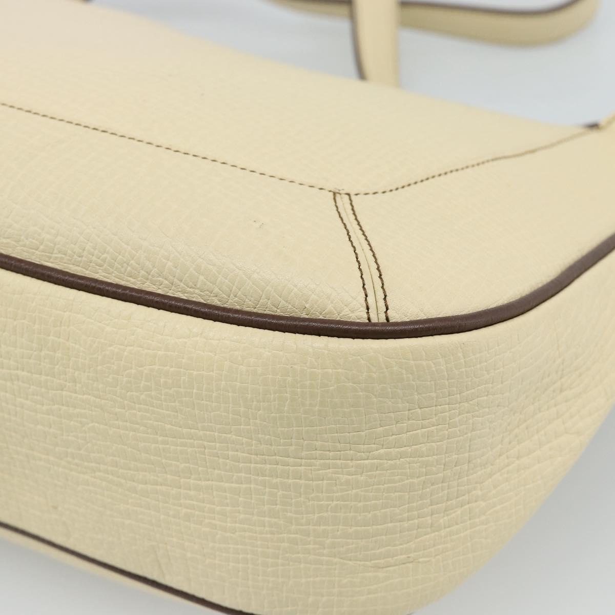 LOEWE Shoulder Bag Leather Ivory Silver Auth bs35516
