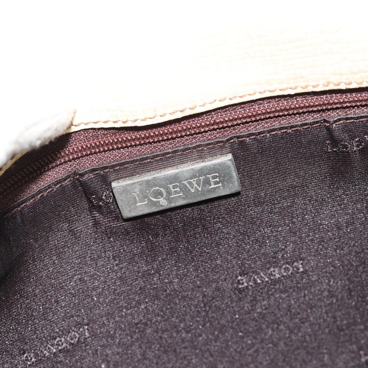 LOEWE Shoulder Bag Leather Ivory Silver Auth bs35516