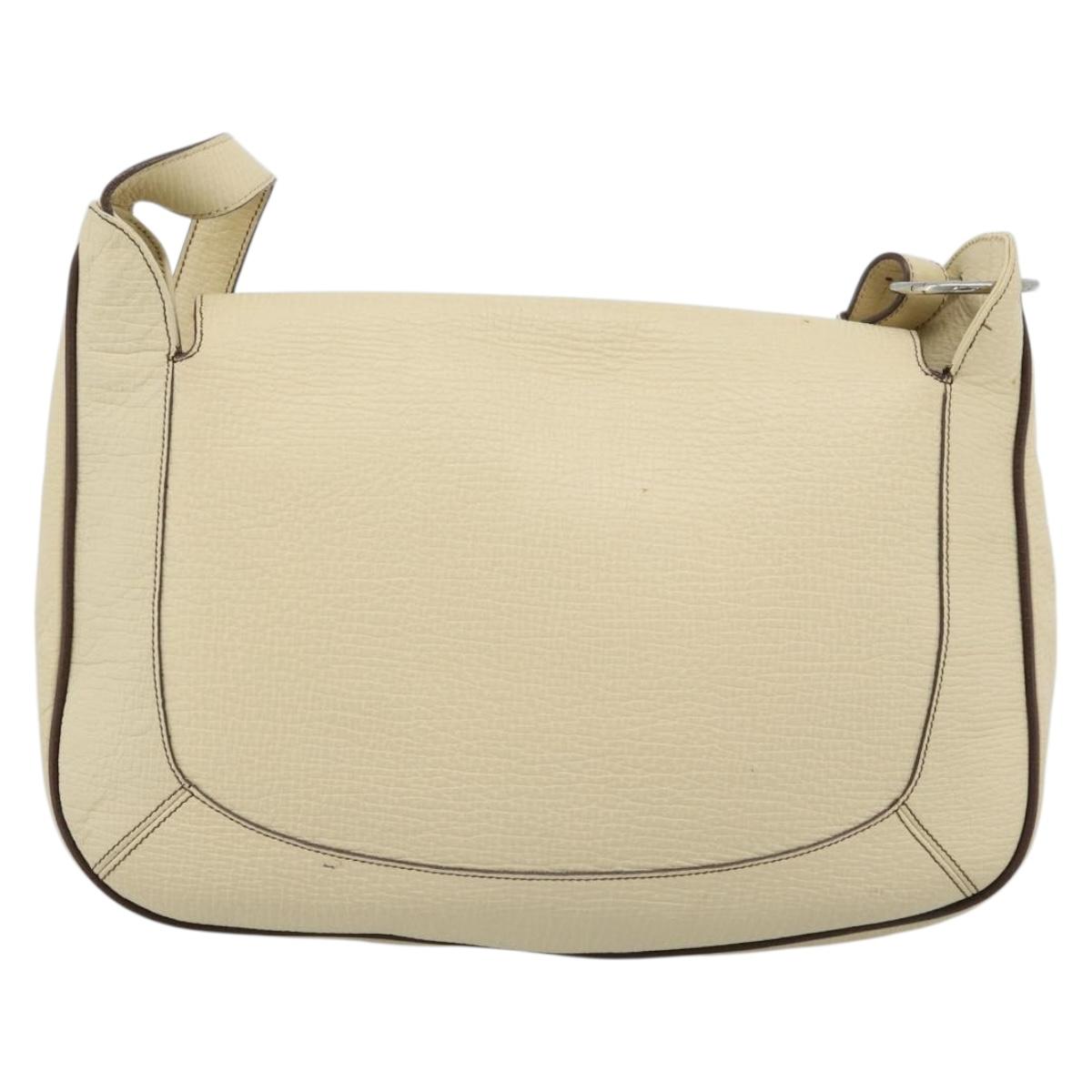 LOEWE Shoulder Bag Leather Ivory Silver Auth bs35516