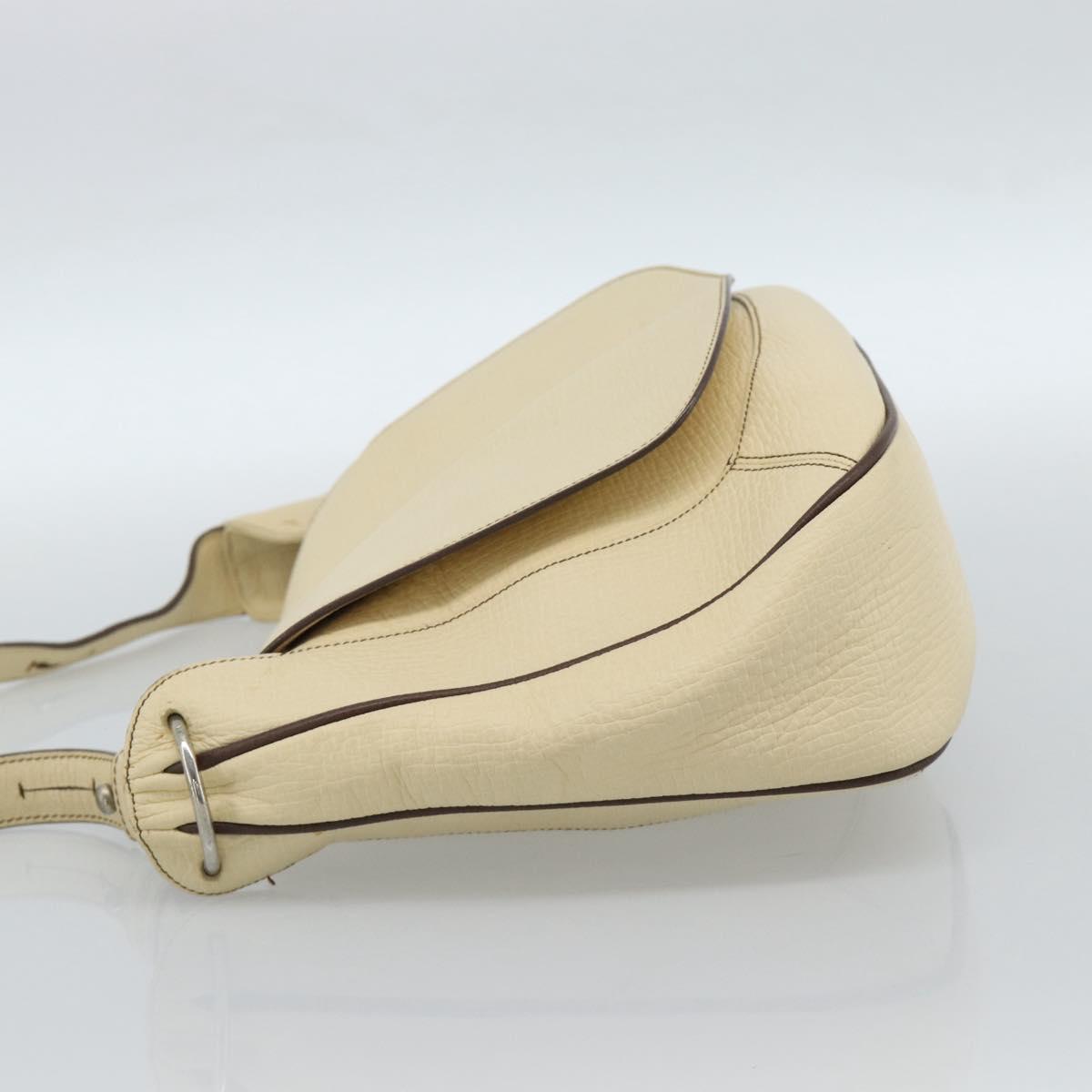 LOEWE Shoulder Bag Leather Ivory Silver Auth bs35516