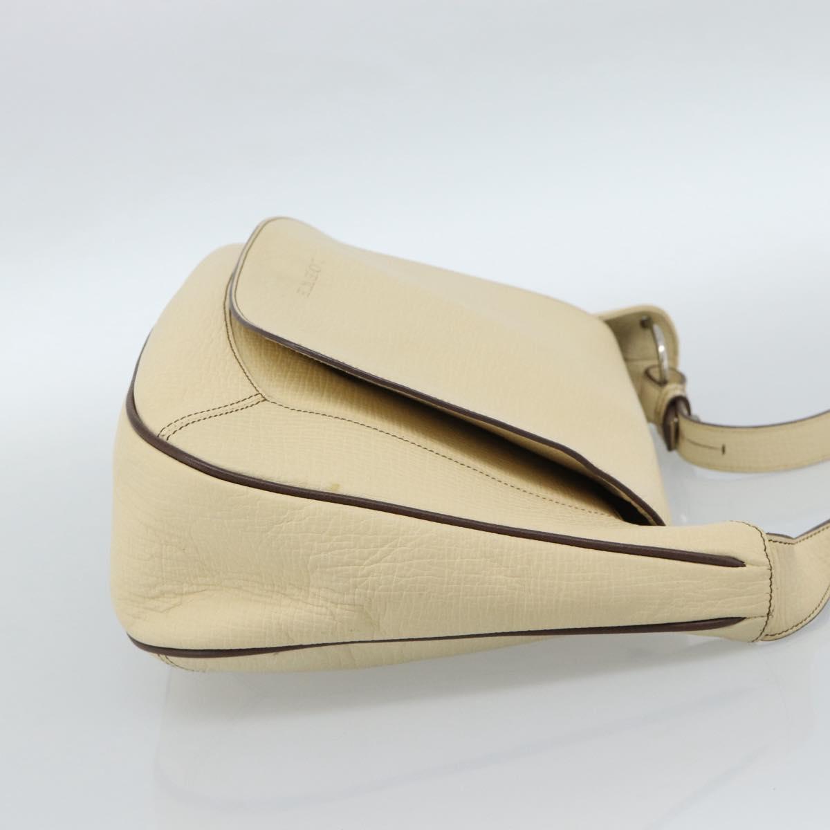 LOEWE Shoulder Bag Leather Ivory Silver Auth bs35516