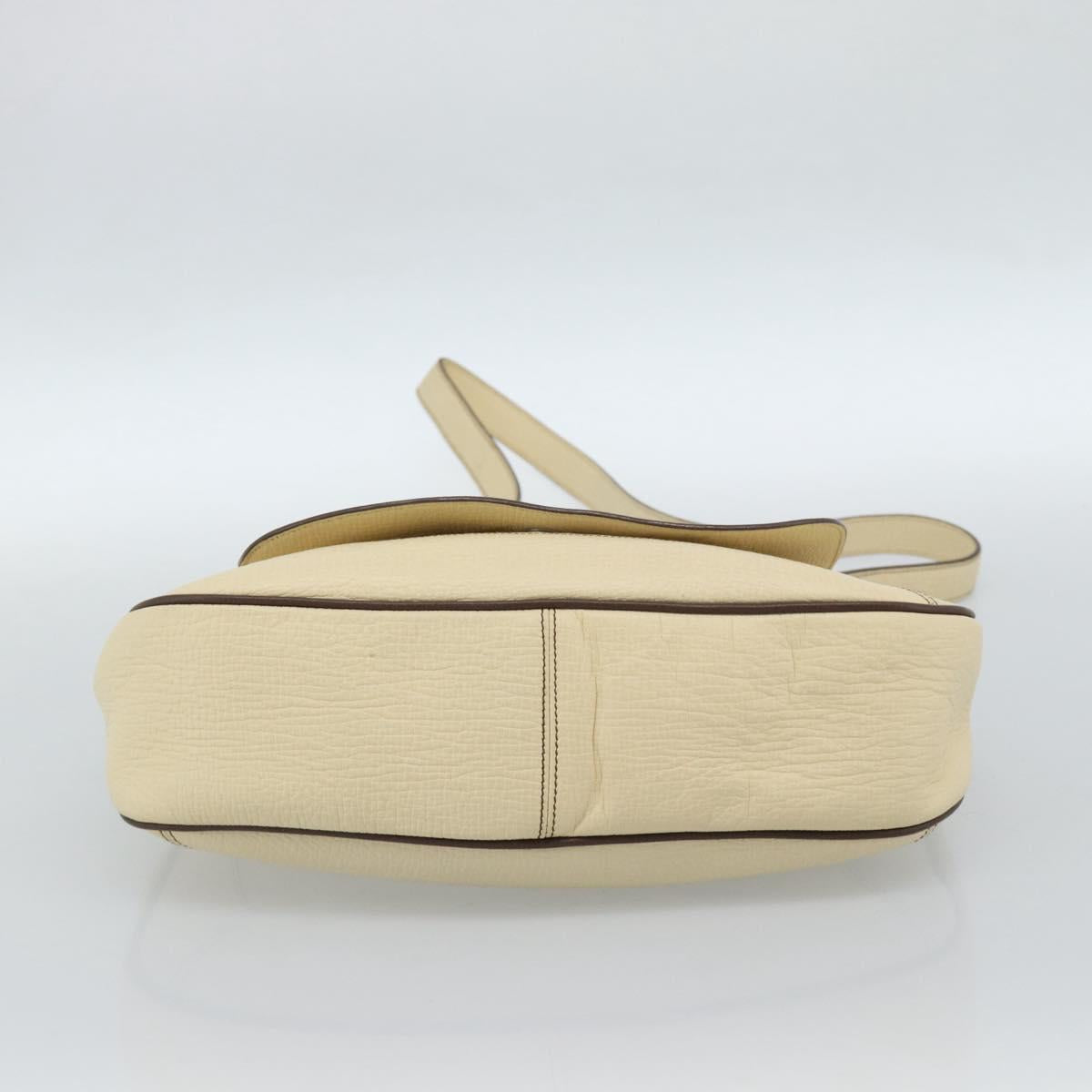 LOEWE Shoulder Bag Leather Ivory Silver Auth bs35516