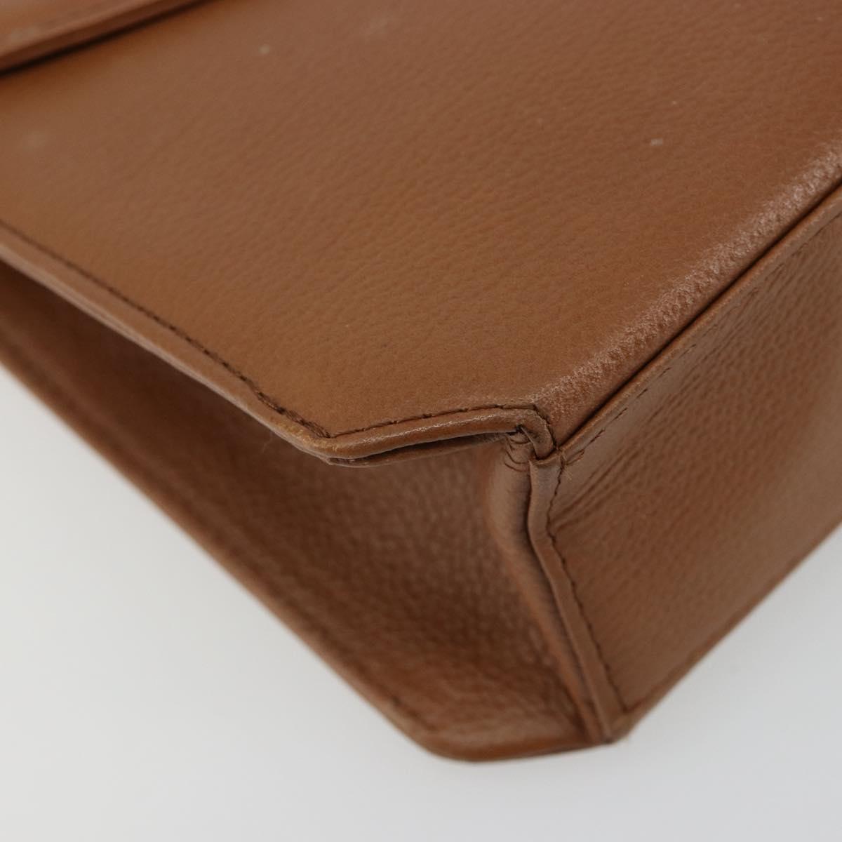 SAINT LAURENT Shoulder Bag Leather Brown Gold Auth bs35517