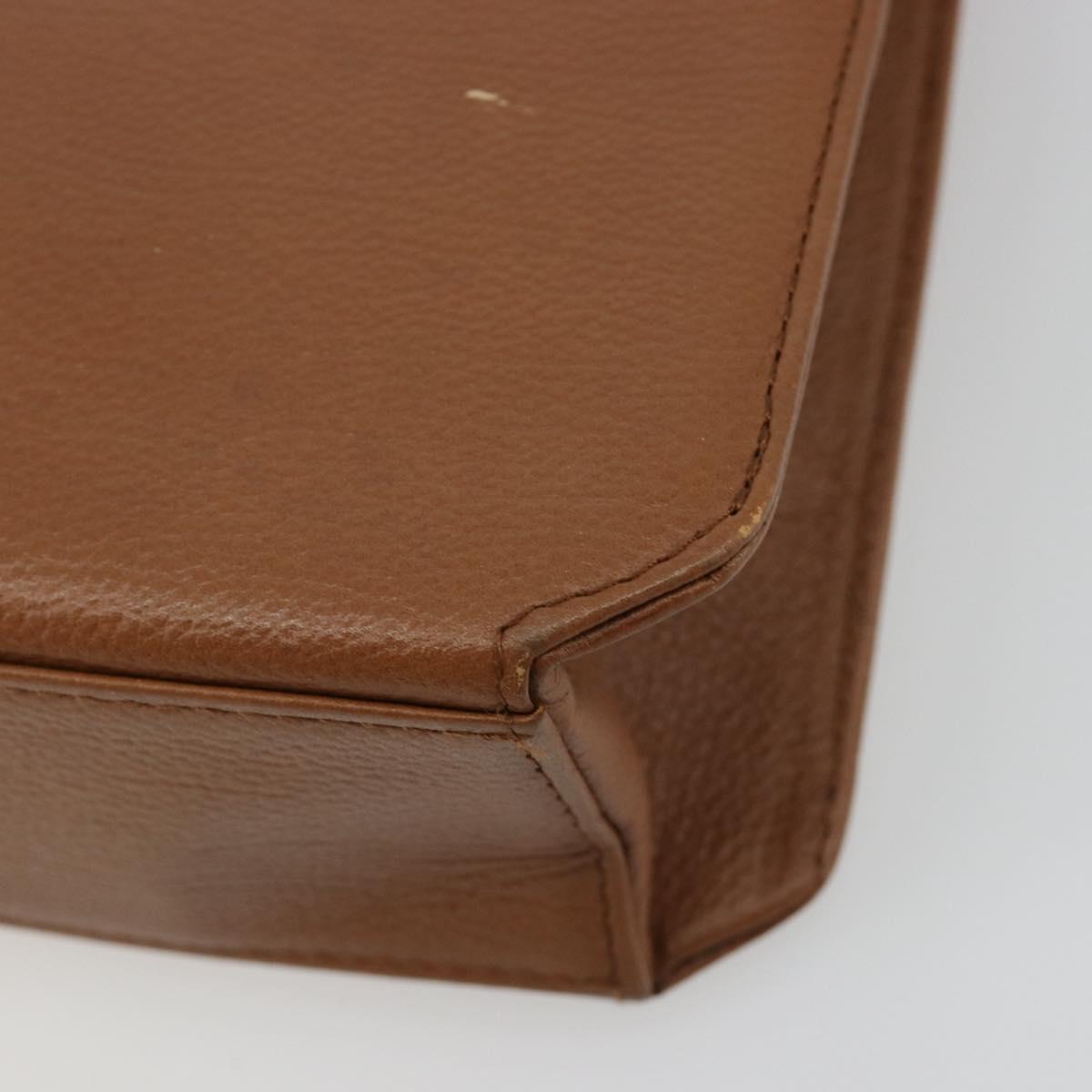 SAINT LAURENT Shoulder Bag Leather Brown Gold Auth bs35517