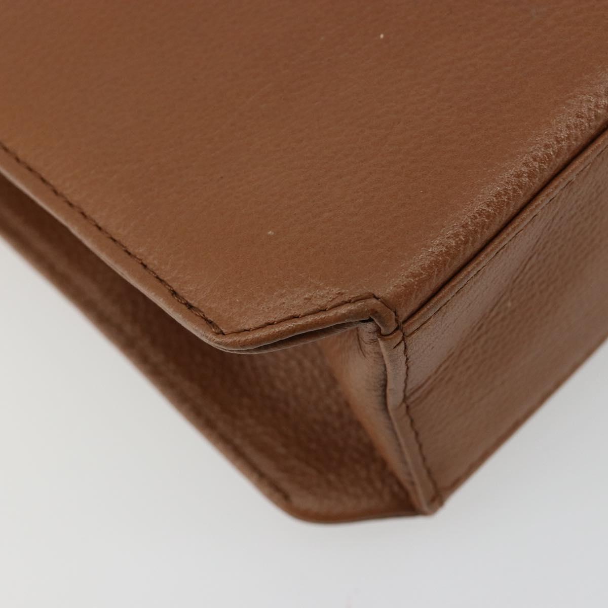 SAINT LAURENT Shoulder Bag Leather Brown Gold Auth bs35517