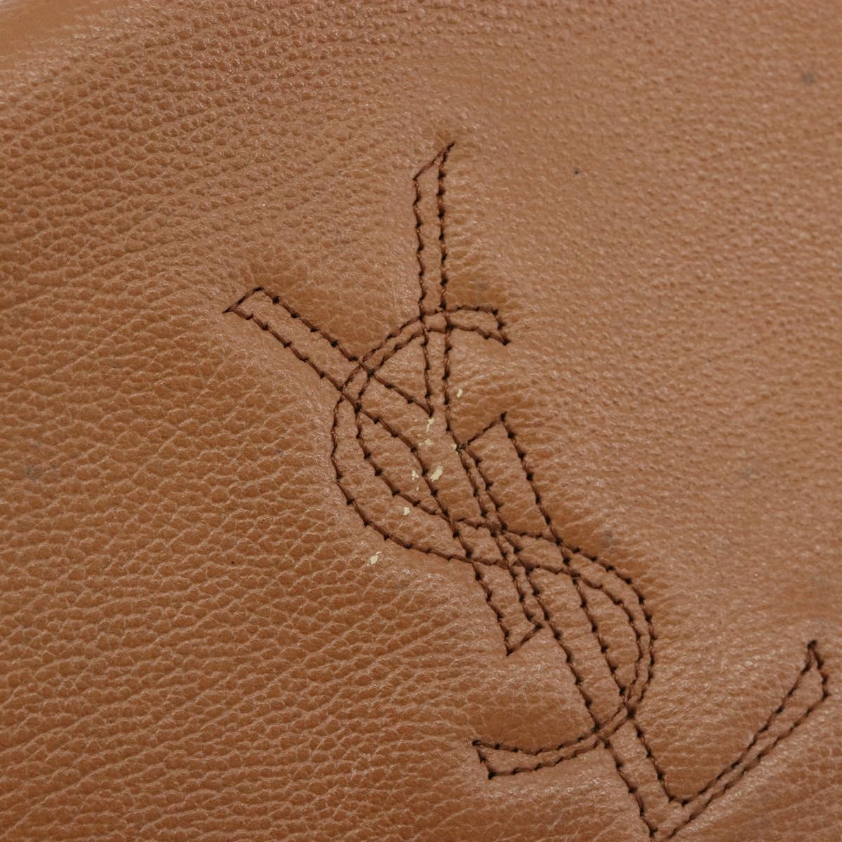 SAINT LAURENT Shoulder Bag Leather Brown Gold Auth bs35517